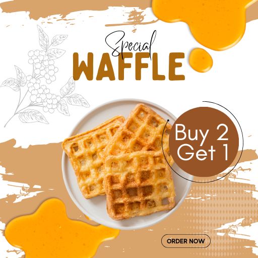 Buy 2 waffles & Get 1 Free (Classic/Chocolate/Double choco/Club/Valvet)